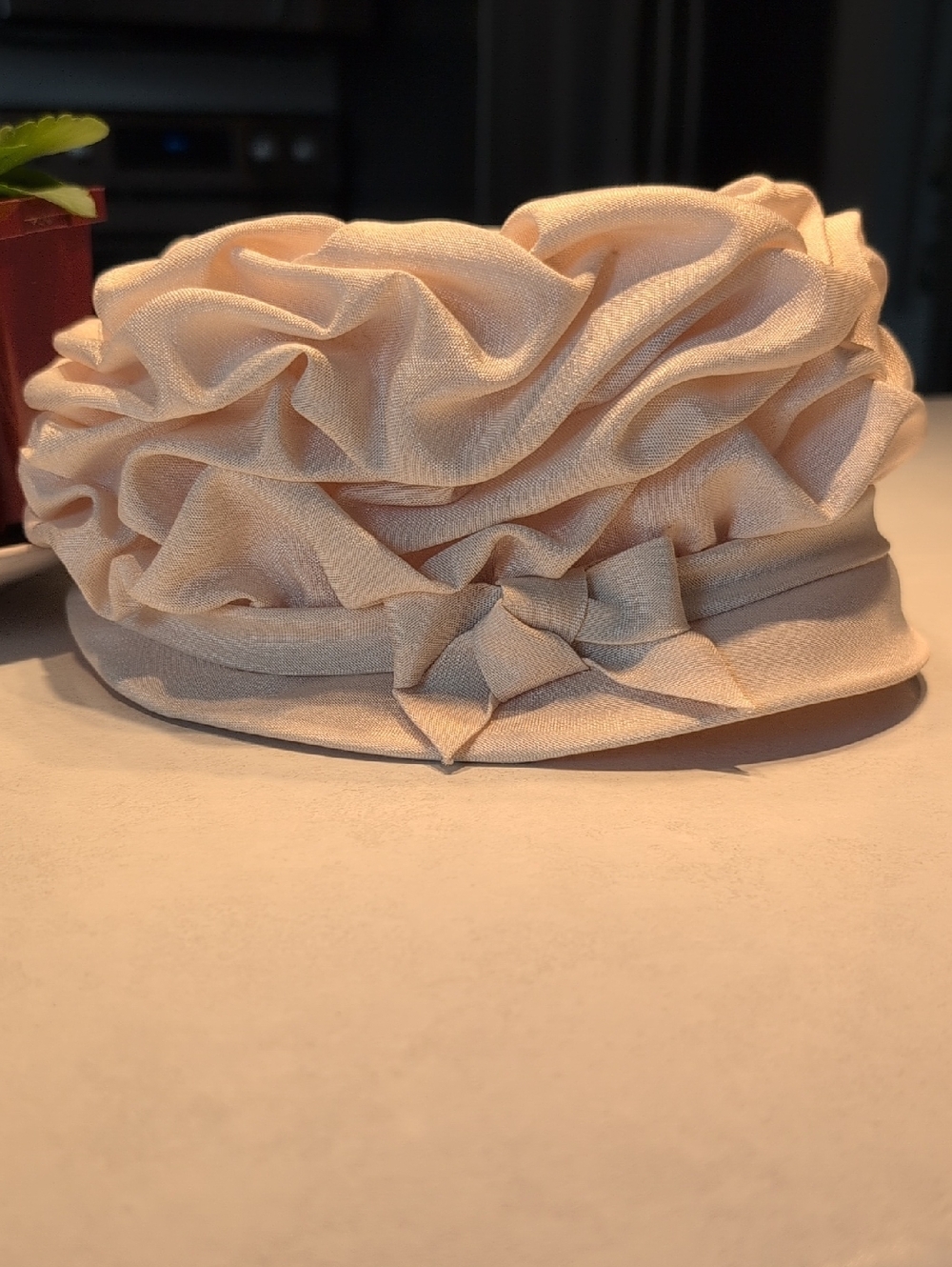 Elegant Ruche Cream Vintage Women's Hat. Made In Canada